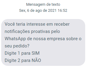 exemplo sms opt-in